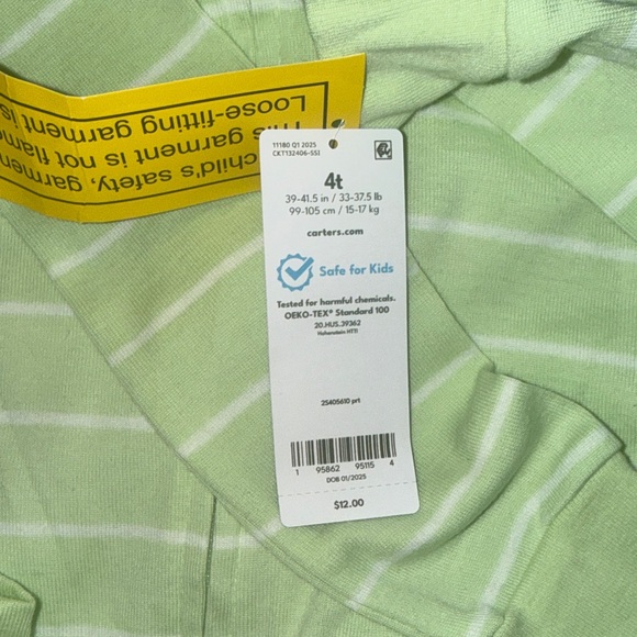 Carter's Kids Pajama Set - Teal and Light Green - Picture 5 of 9